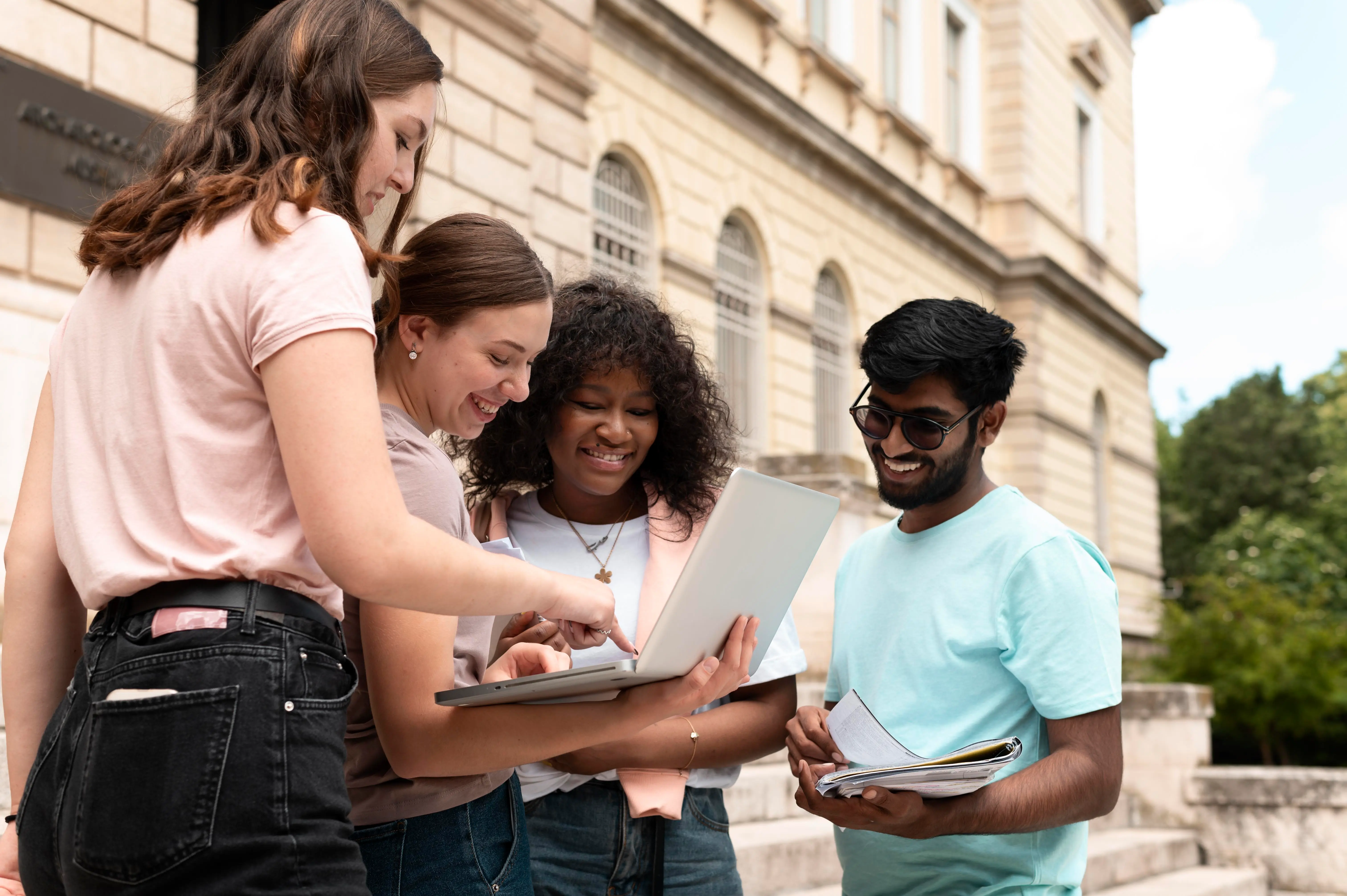 Students studying at college
